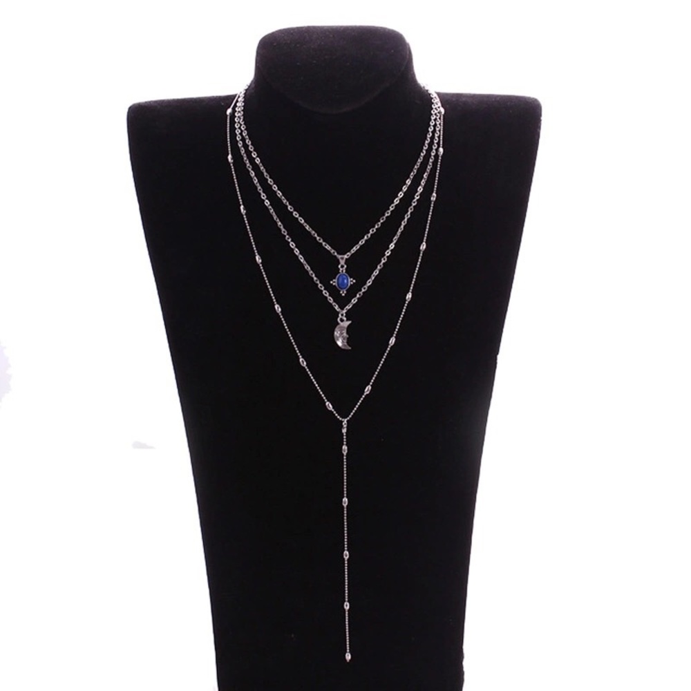 Boho Moon Pendant Multilayer Choker Necklace